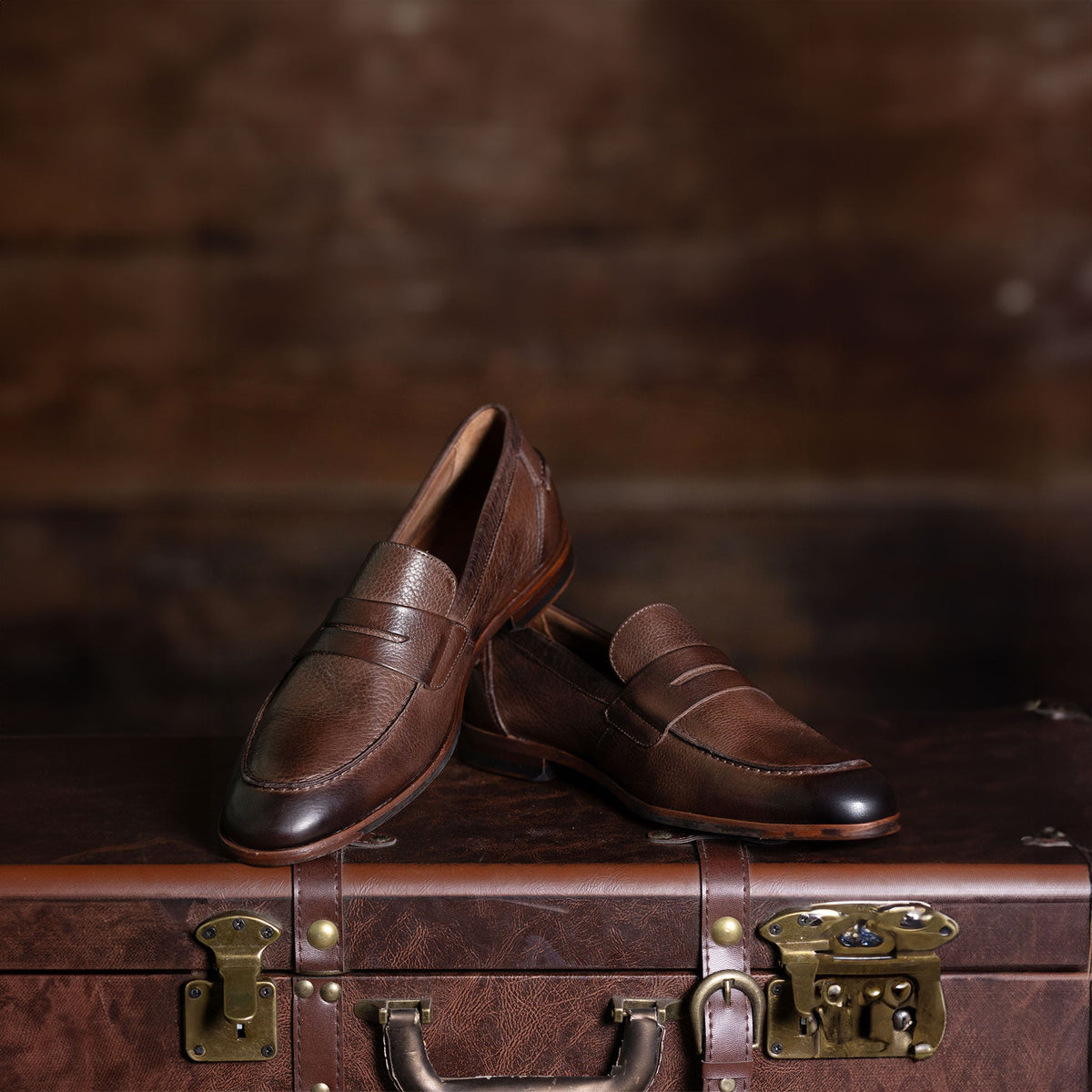 Collars & Co. Naples Penny Loafers in Brown Leather