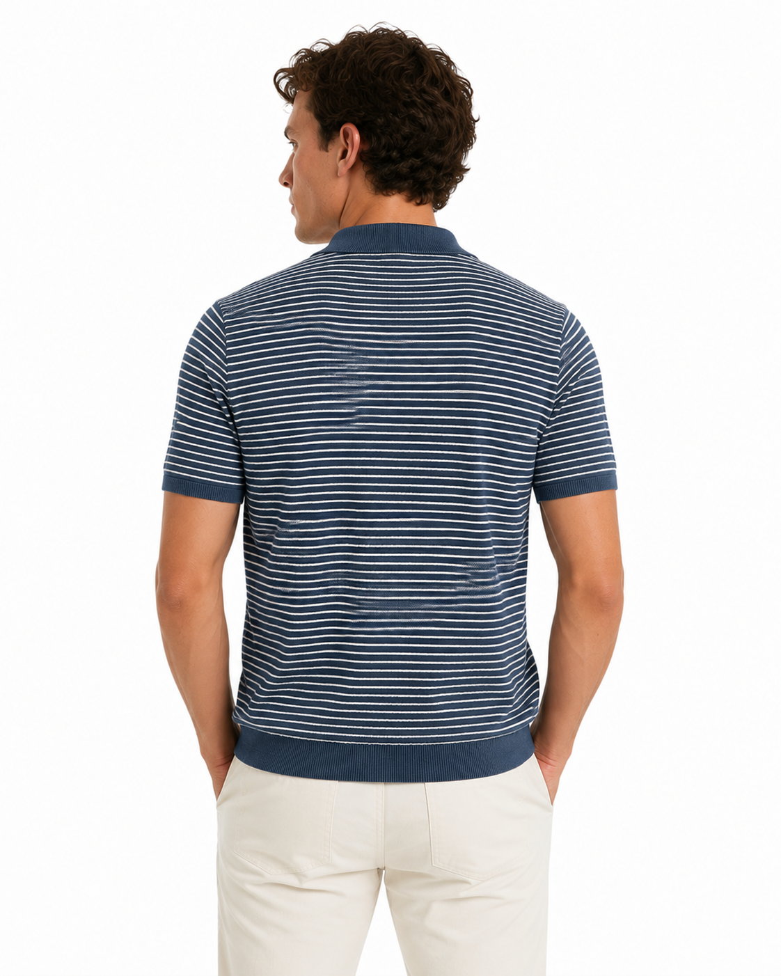 Long Wharf | SeaWell® Striped Knit Polo Marine | Blue