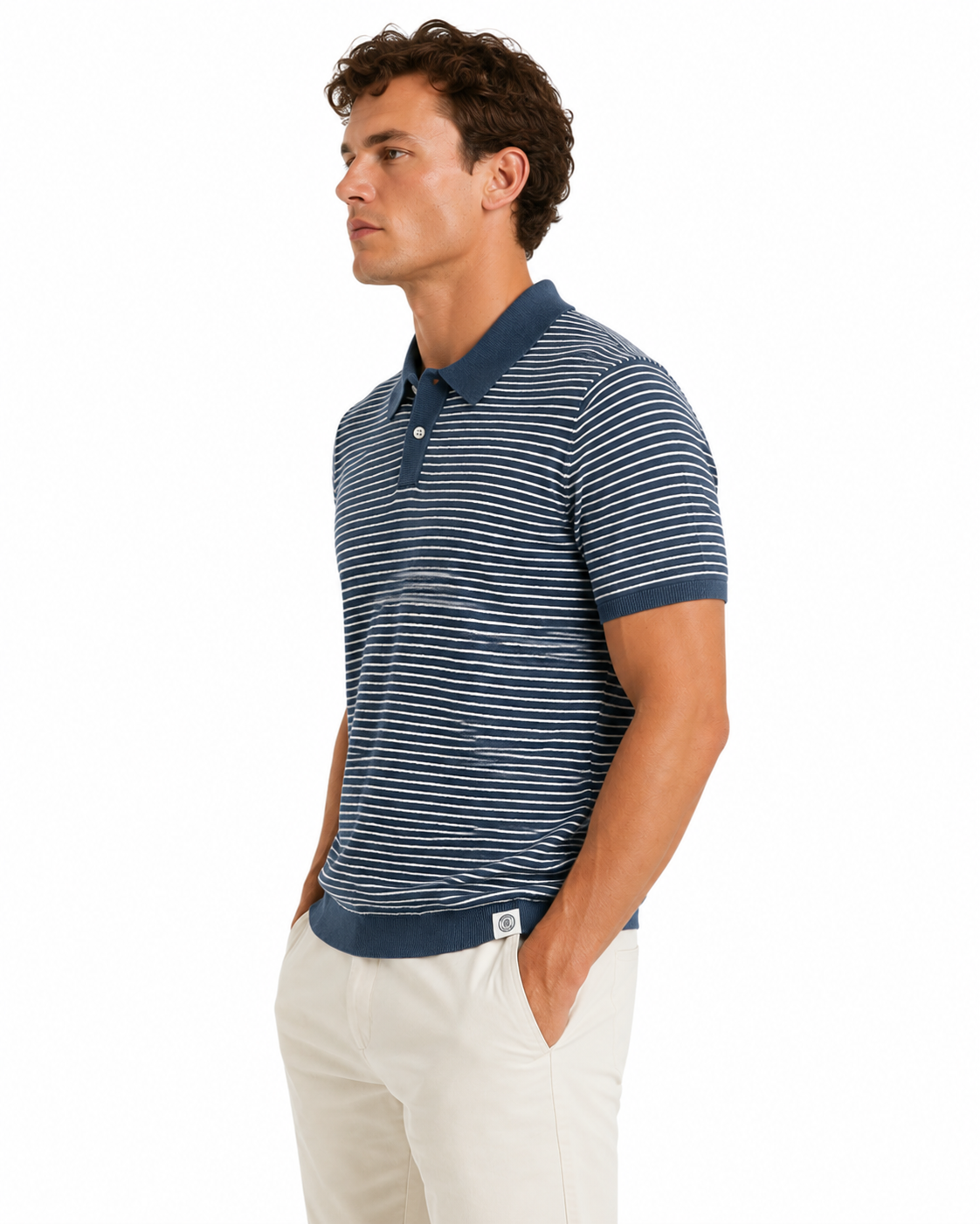 Long Wharf | SeaWell® Striped Knit Polo Marine | Blue