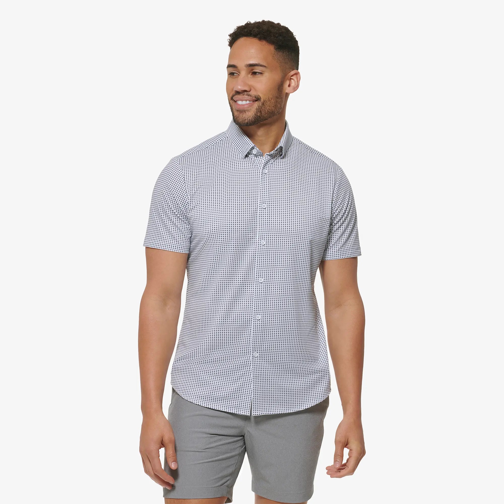 Mizzen+Main | Halyard Short Sleeve Geo Twill | White