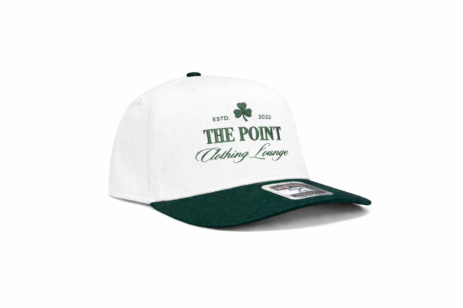 The Point | 5 Panel Mid Profile Hat | White/Green