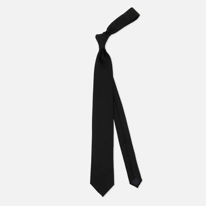 Tie Bar | Solid Satin Black Tie | Black