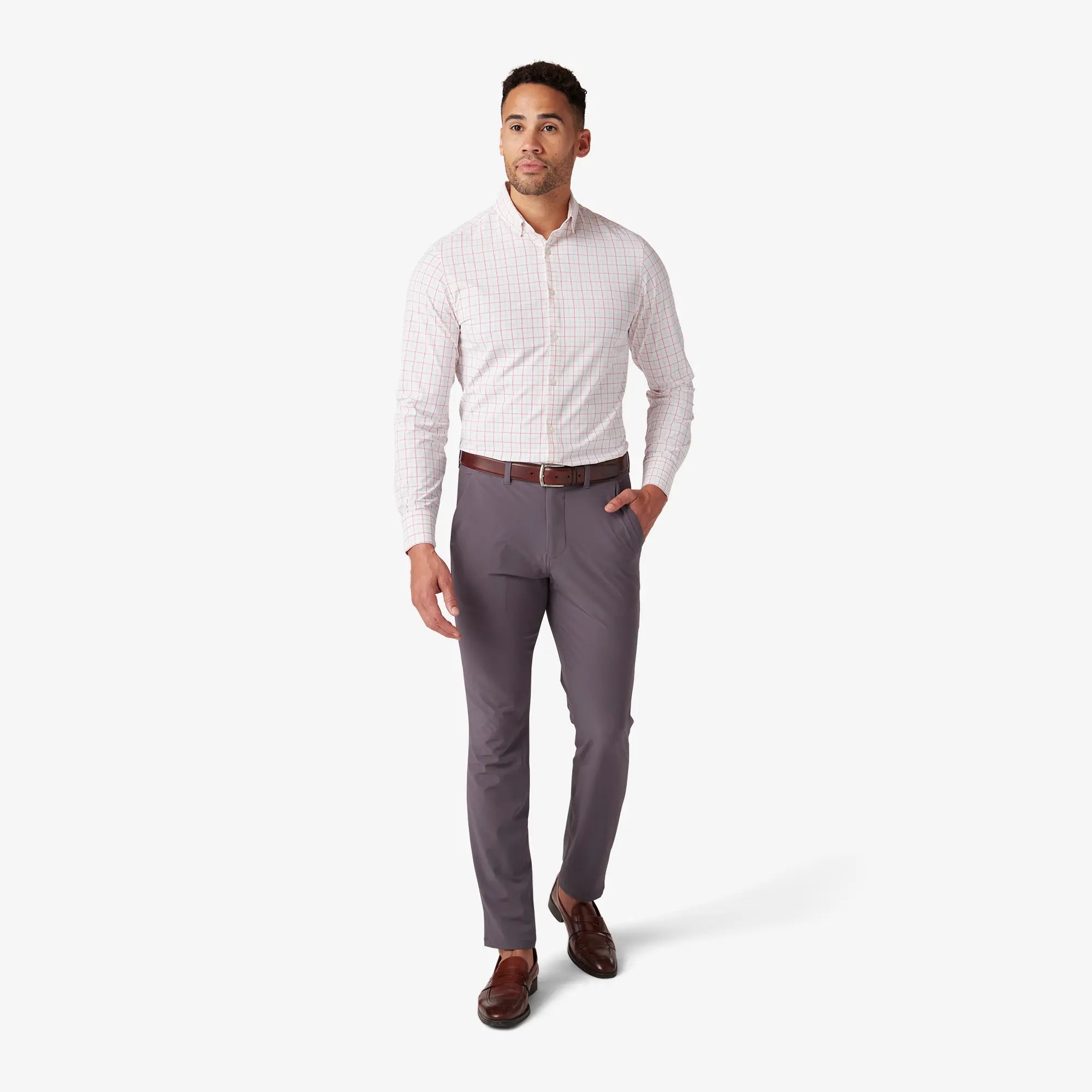 Leeward White Danbury Plaid Dress Shirt