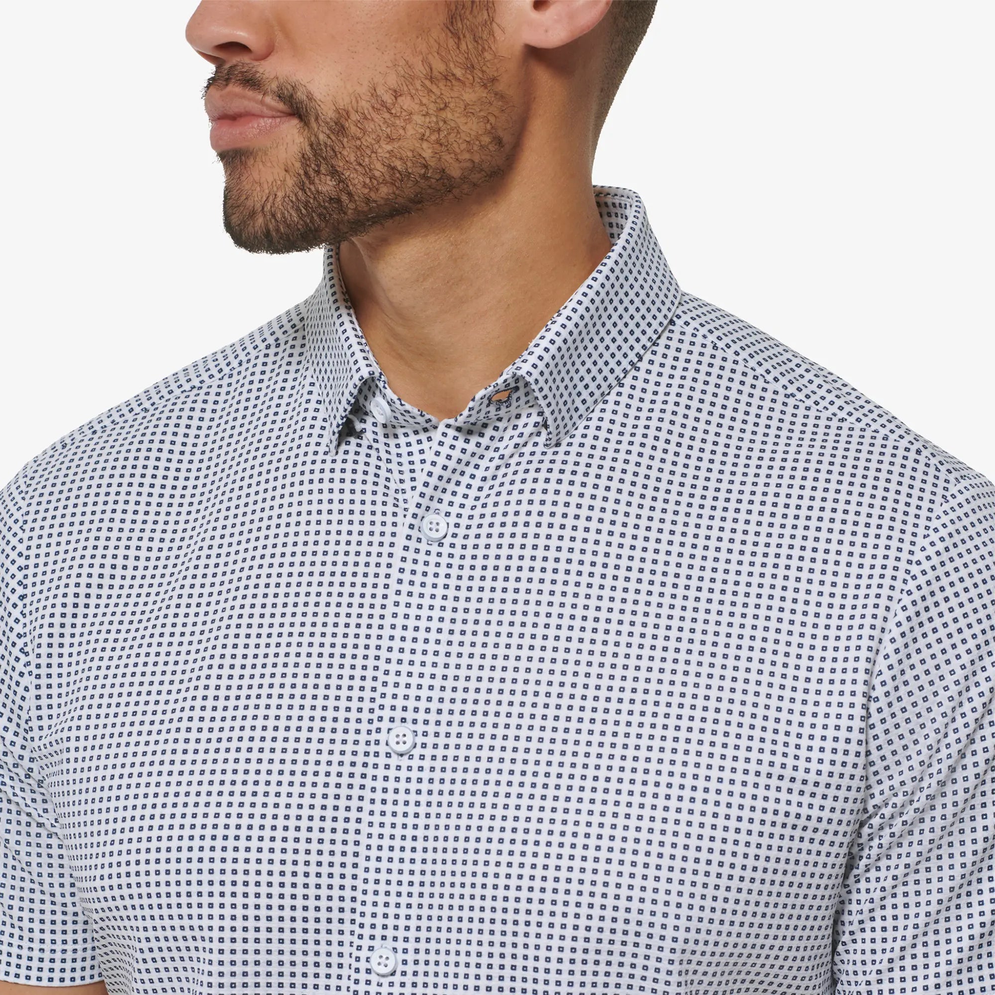 Mizzen+Main | Halyard Short Sleeve Geo Twill | White