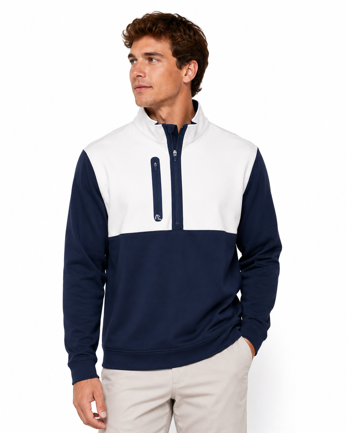 Rhoback | Knoll Performance Half-Zip | Fleet Navy White