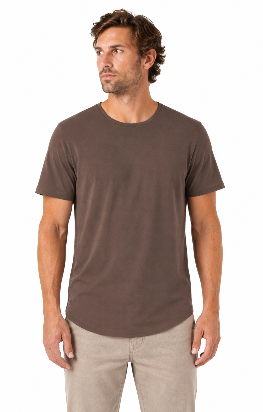 CUTS | Ao Curve Hem Tee | Truffle Brown