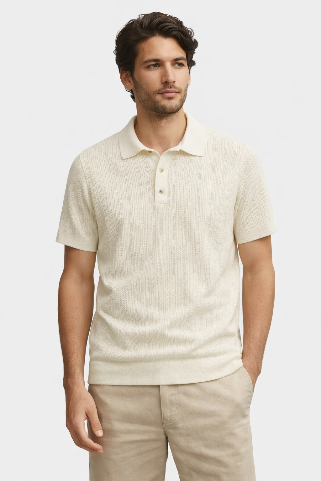 The Normal Brand | Robles Textured Knit Polo | White