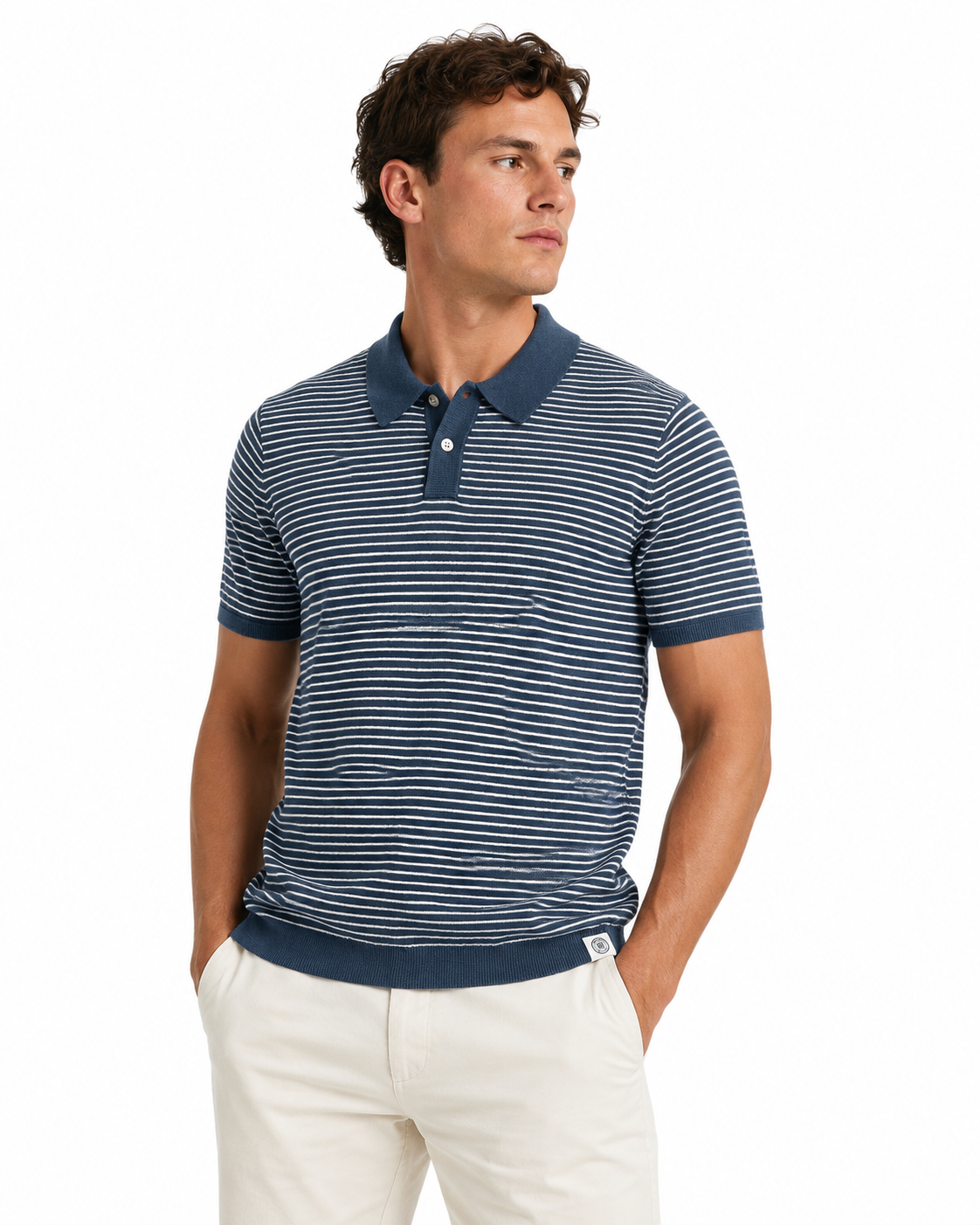 Long Wharf | SeaWell® Striped Knit Polo Marine | Blue
