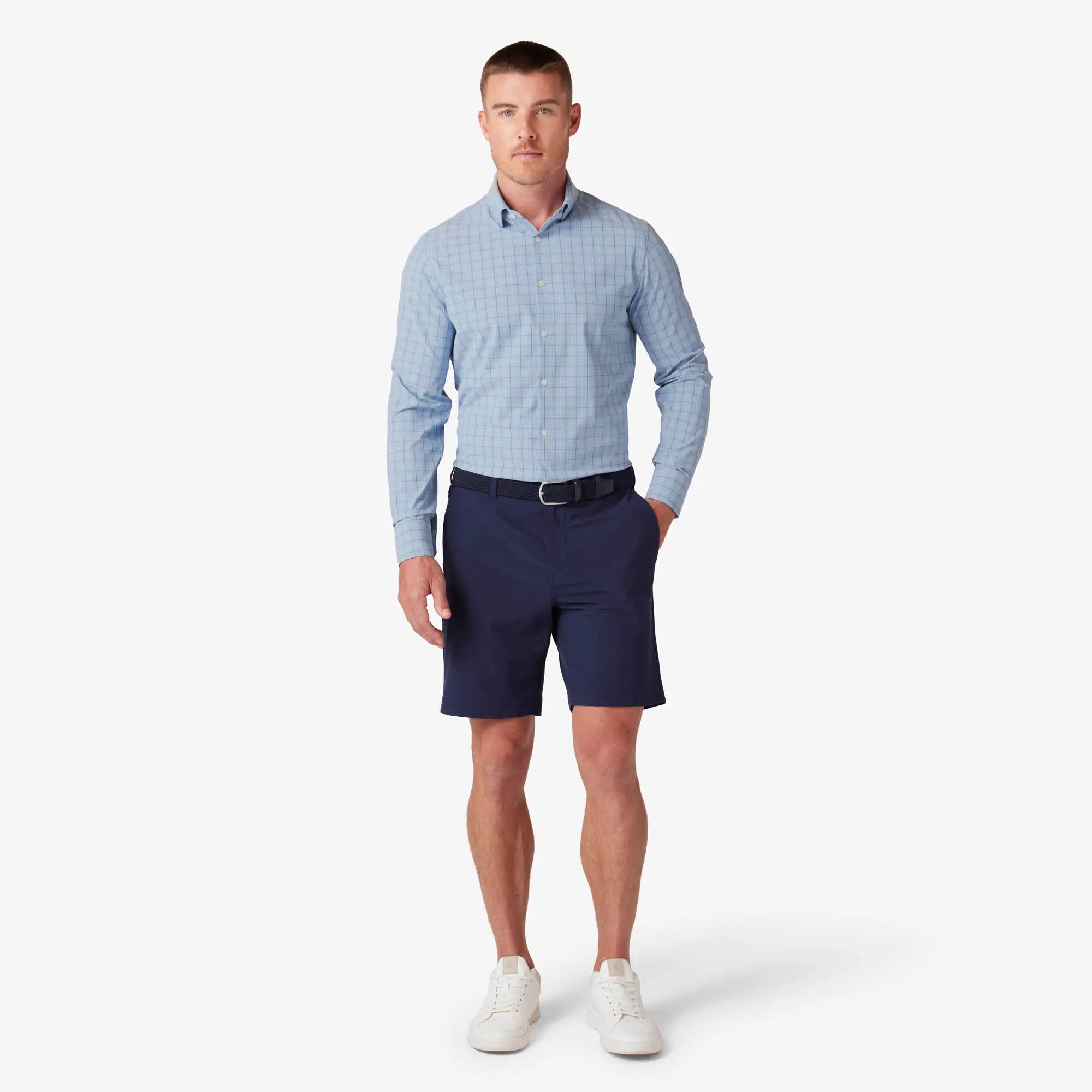 Leeward Blue Lustre Danbury Plaid Dress Shirt