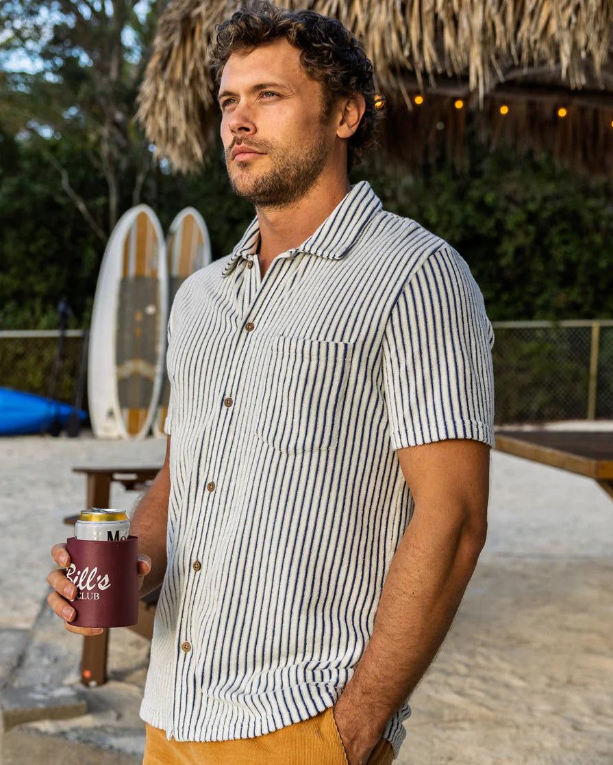 Criquet | Terrycloth Button Down | White/Blue Stripe