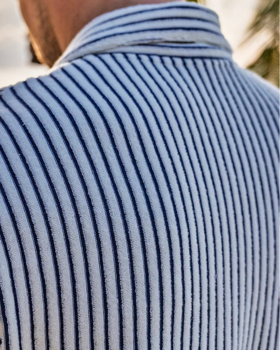 Criquet | Terrycloth Button Down | White/Blue Stripe