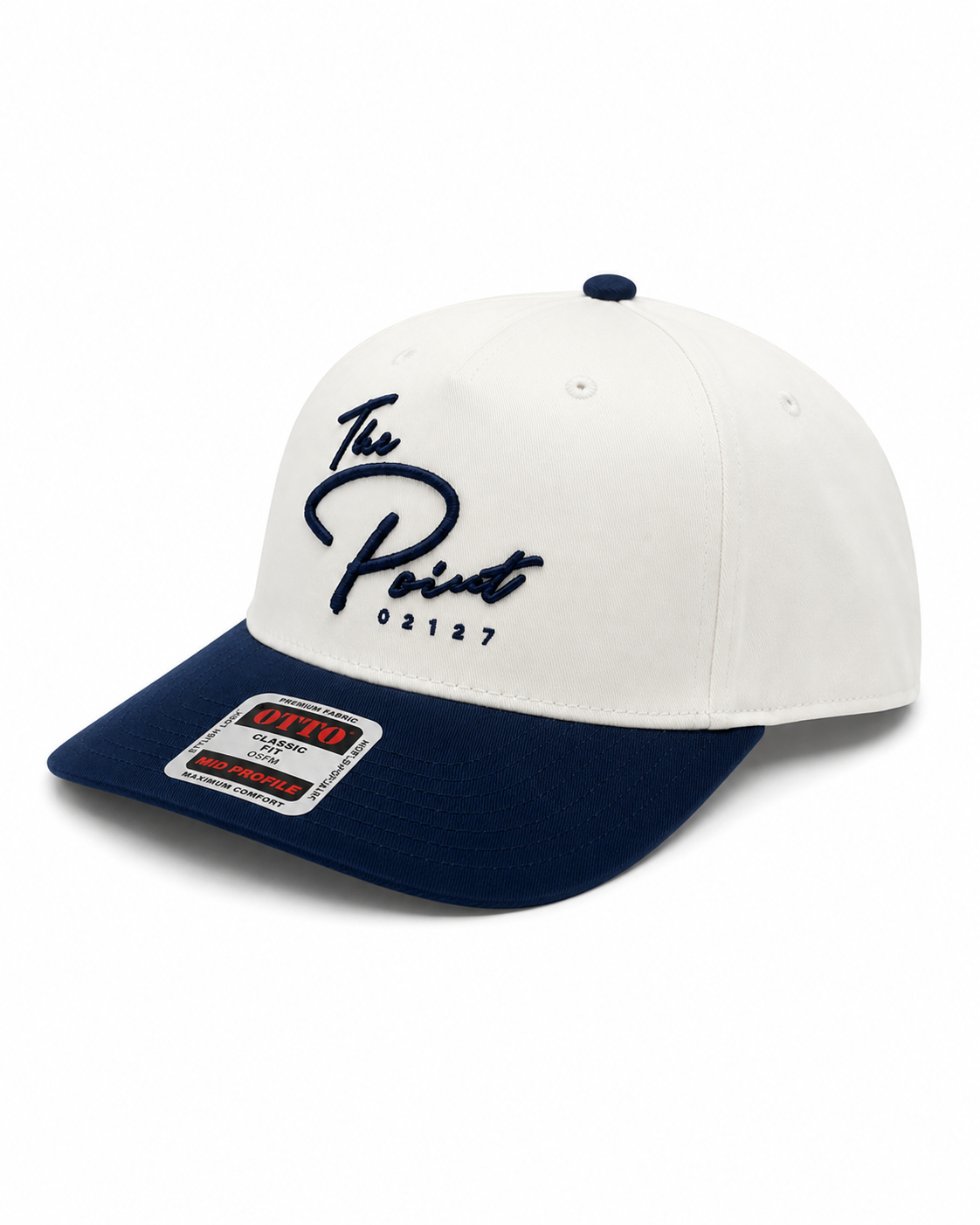 The Point | Snapback Otto Hat | White/Navy
