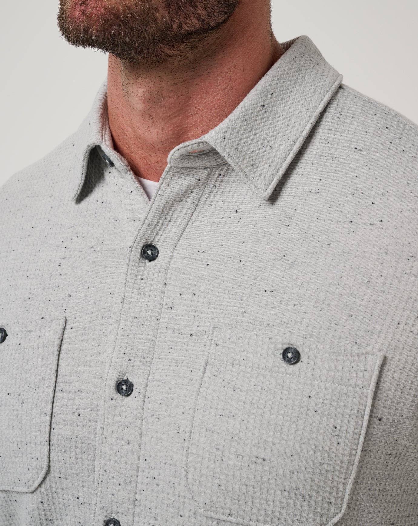 TravisMathew | Cloud Waffle Shirt Jacket Heather | Light Gray