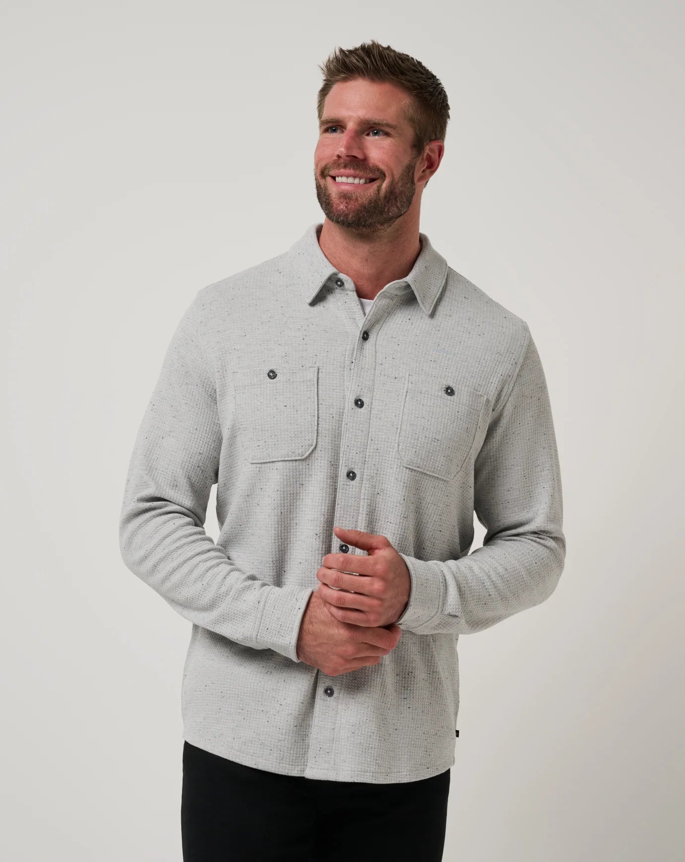 TravisMathew | Cloud Waffle Shirt Jacket Heather | Light Gray
