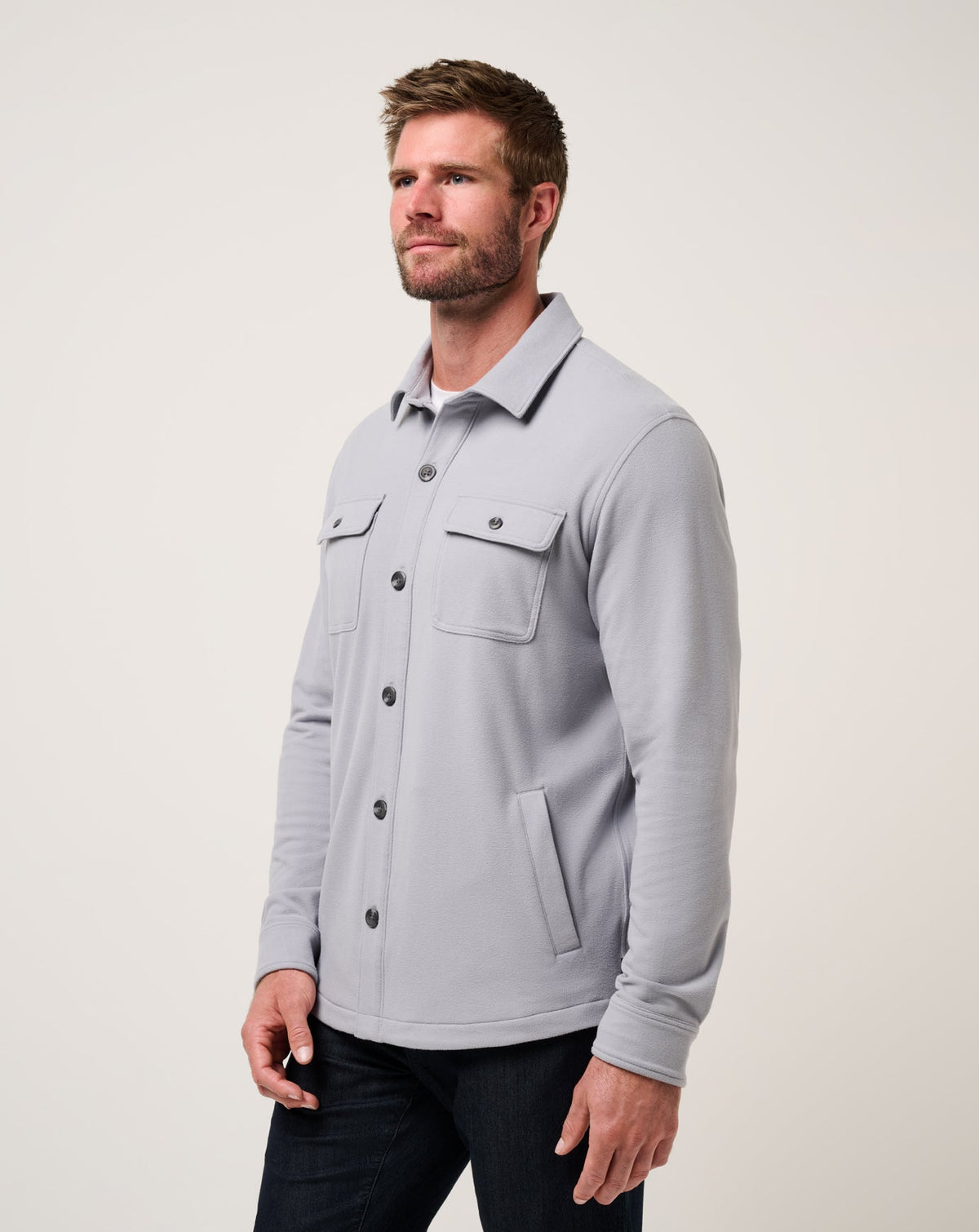 TravisMathew | Peak Fleece Shirt Jacket | Sleet Gray