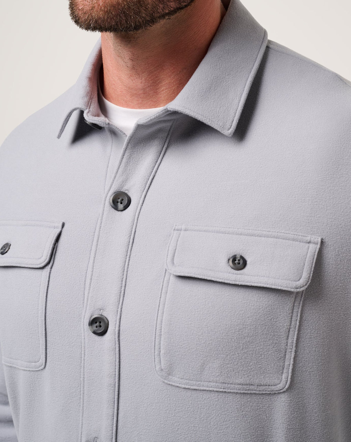 TravisMathew | Peak Fleece Shirt Jacket | Sleet Gray