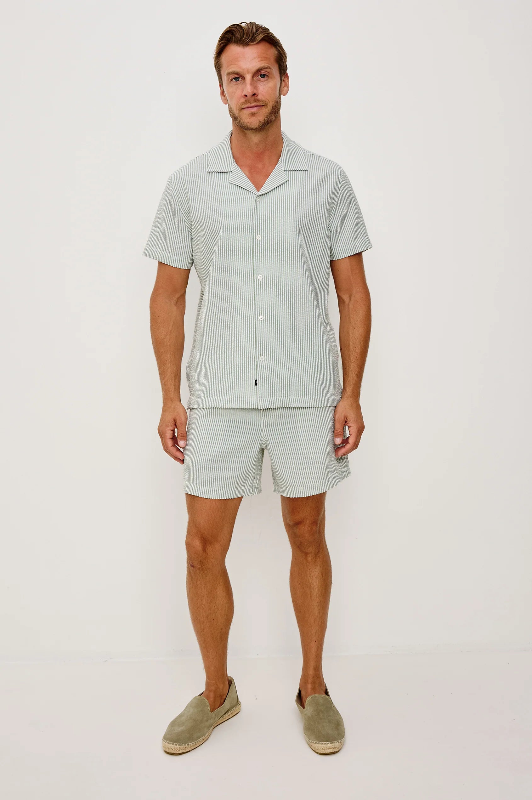 Rails | Amalfi Camp Shirt | Green Stripe