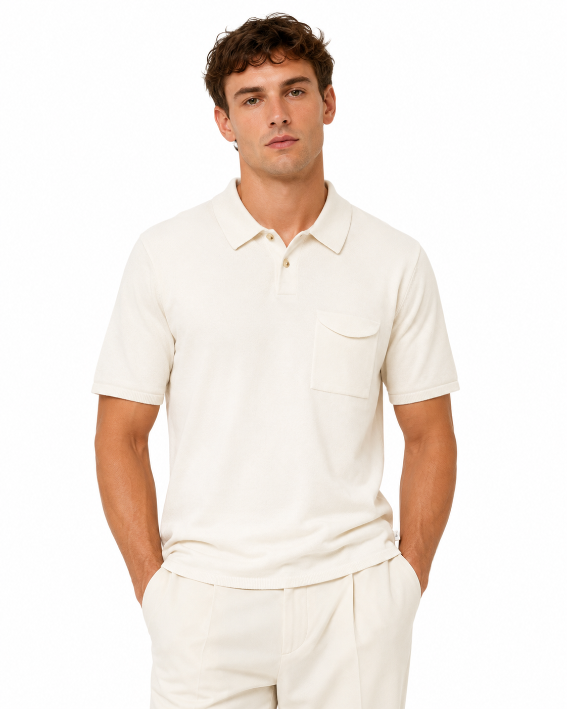 Long Wharf | SeaWell™ Knit Pocket Polo | Beige