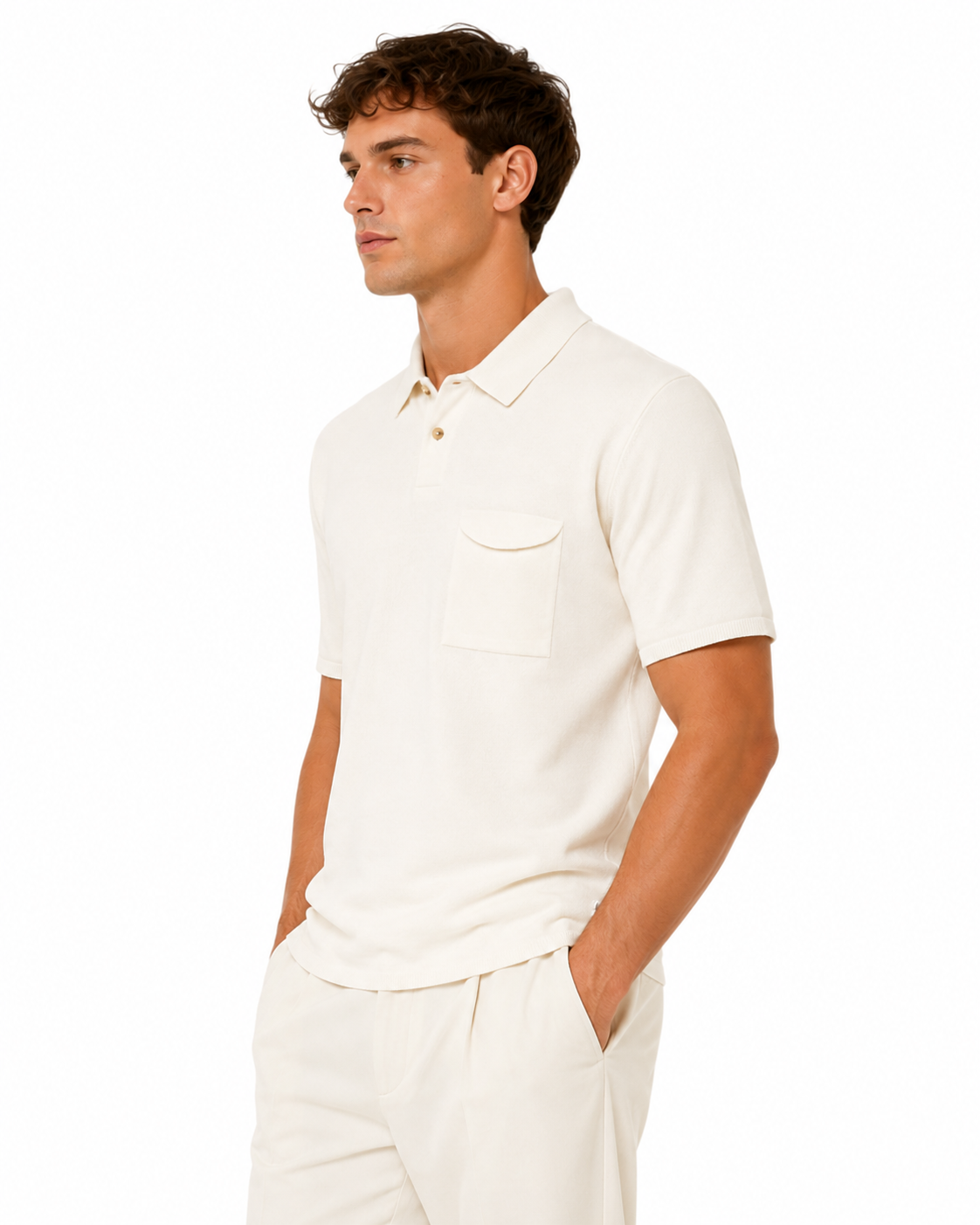 Long Wharf | SeaWell™ Knit Pocket Polo | Beige
