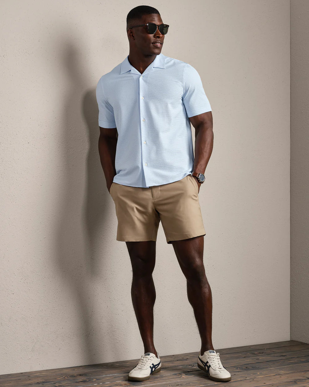 Rhone | Commuter® Seersucker Camp Collar Shirt Aquamarine | Blue