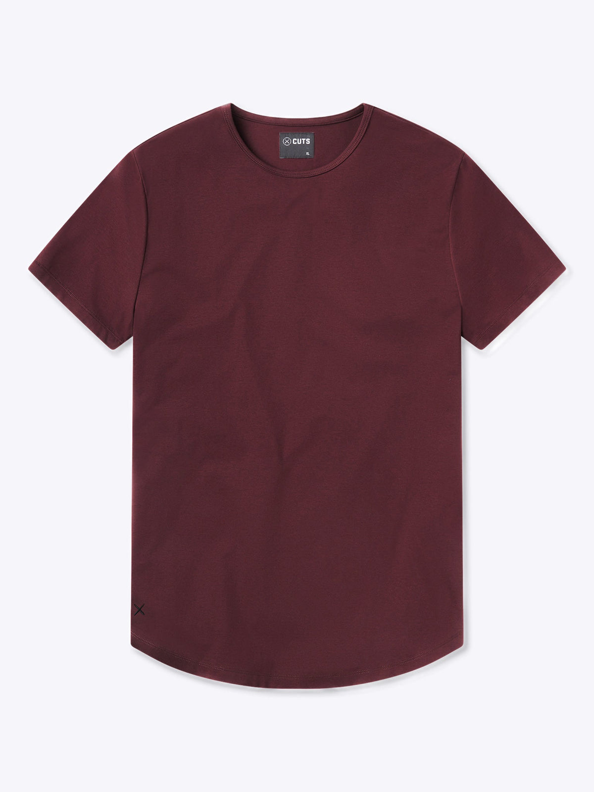 CUTS AO Curve-Hem Tee in Deep Cranberry Red
