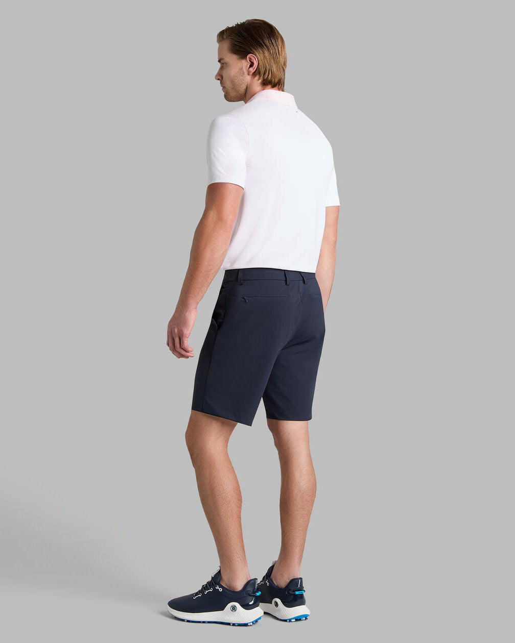 G/FORE | Feeder Stripe Fine Tech Jersey Polo | Pink