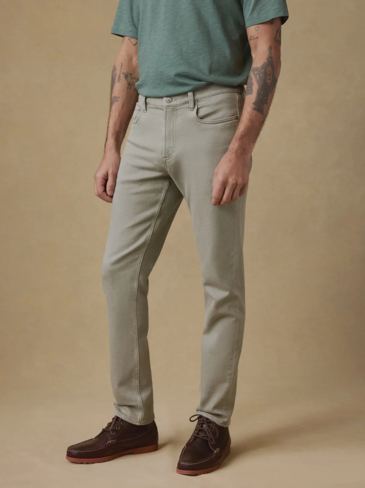 Faherty | Stretch Terry 5-Pocket Pant | Sage Green | Slim Fit