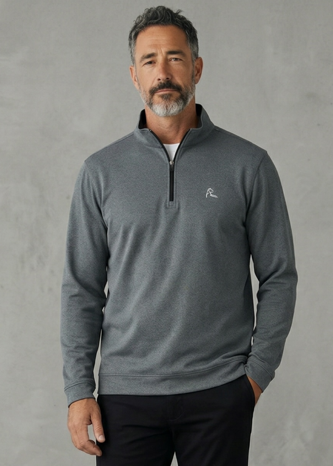 RHOBACK | Heather Performance Quarter Zip | Gray