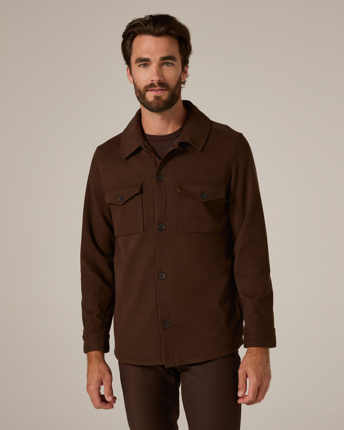 7Diamonds Craftsman Twill Shacket in Walnut