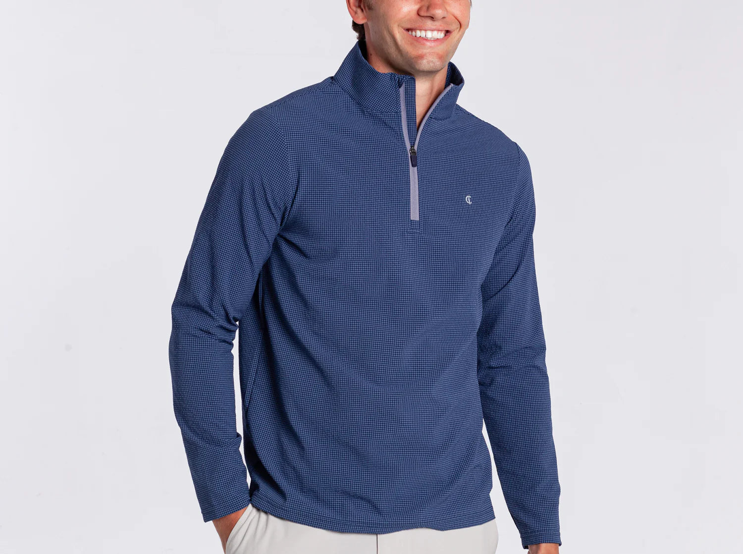 Criquet | Seersucker Performance Pullover | Navy