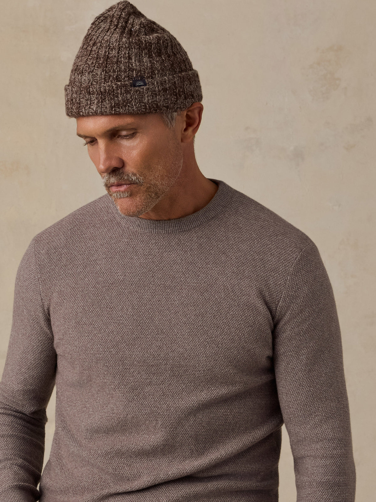 Faherty | Jackson Crew Sweater | Ironwood Heather Brown