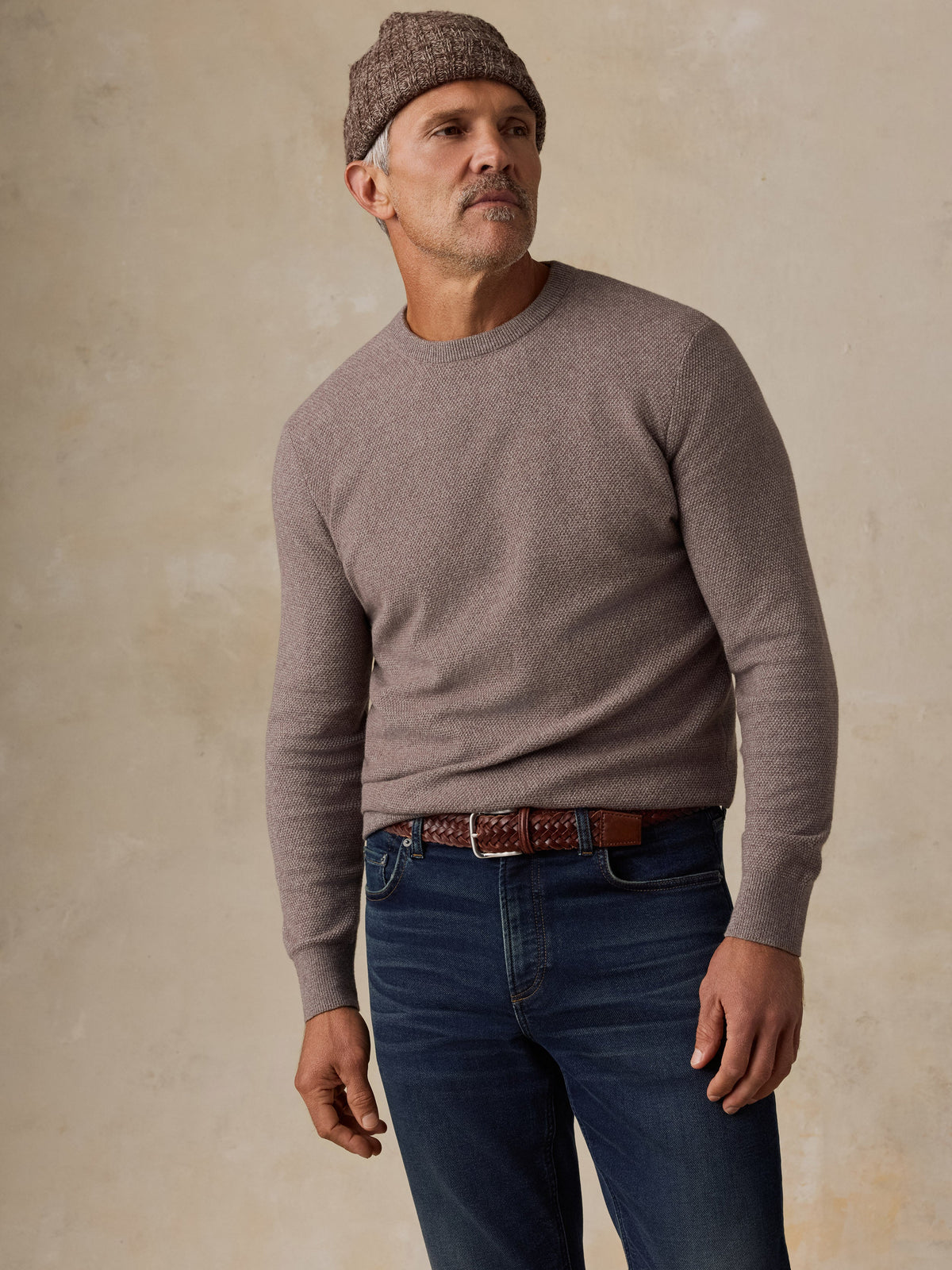 Faherty | Jackson Crew Sweater | Ironwood Heather Brown
