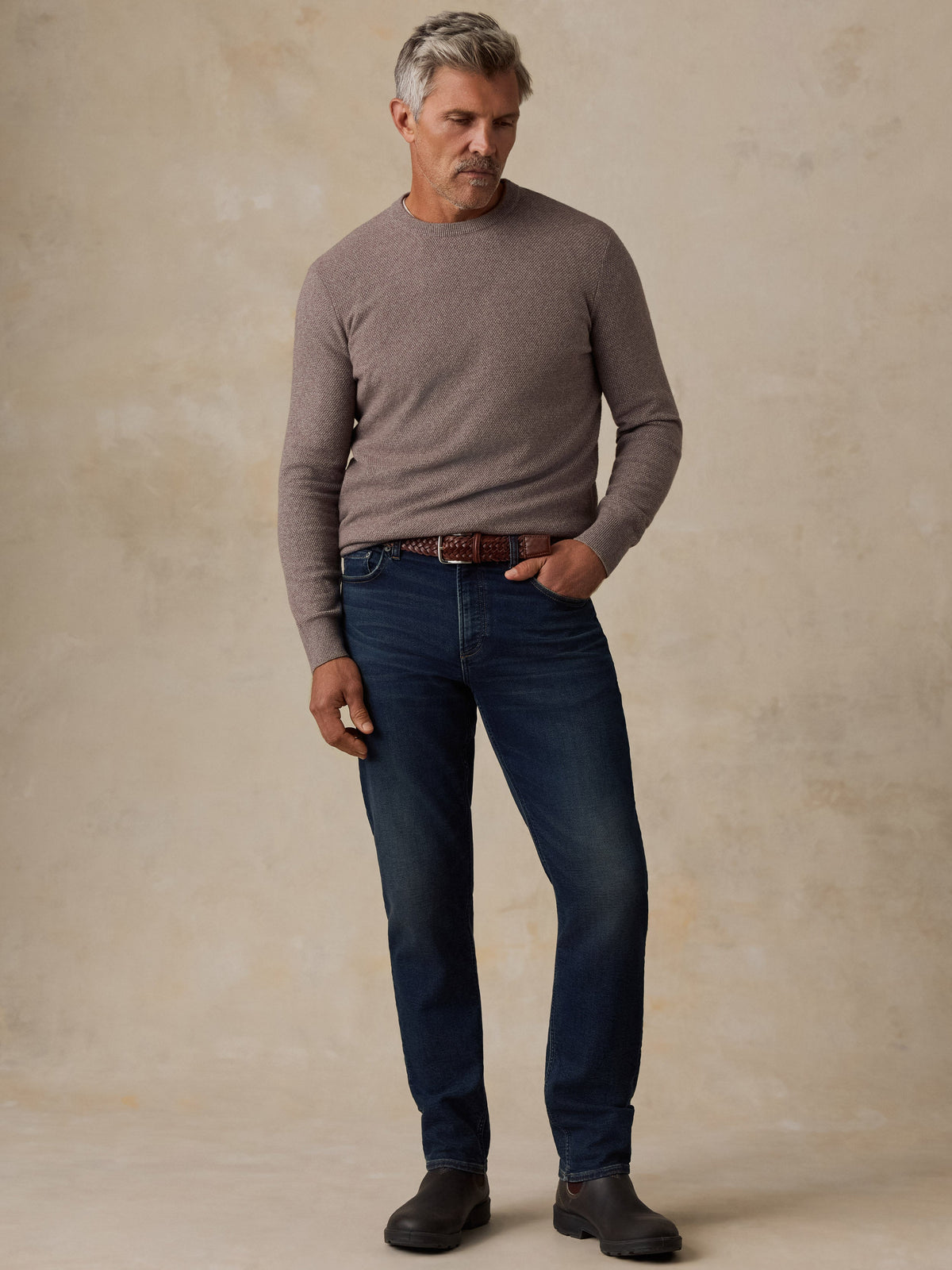 Faherty | Jackson Crew Sweater | Ironwood Heather Brown