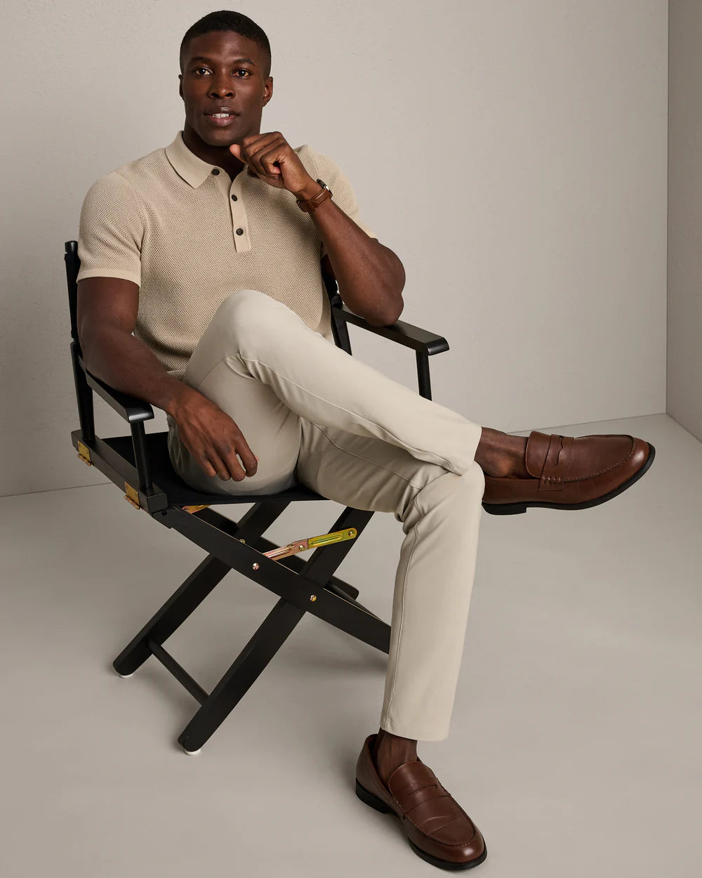 Rhone | Mercer Knit Polo | Beige