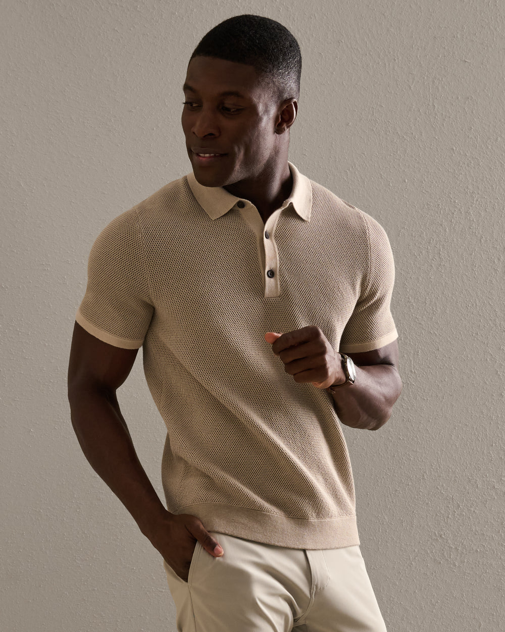 Rhone | Mercer Knit Polo | Beige
