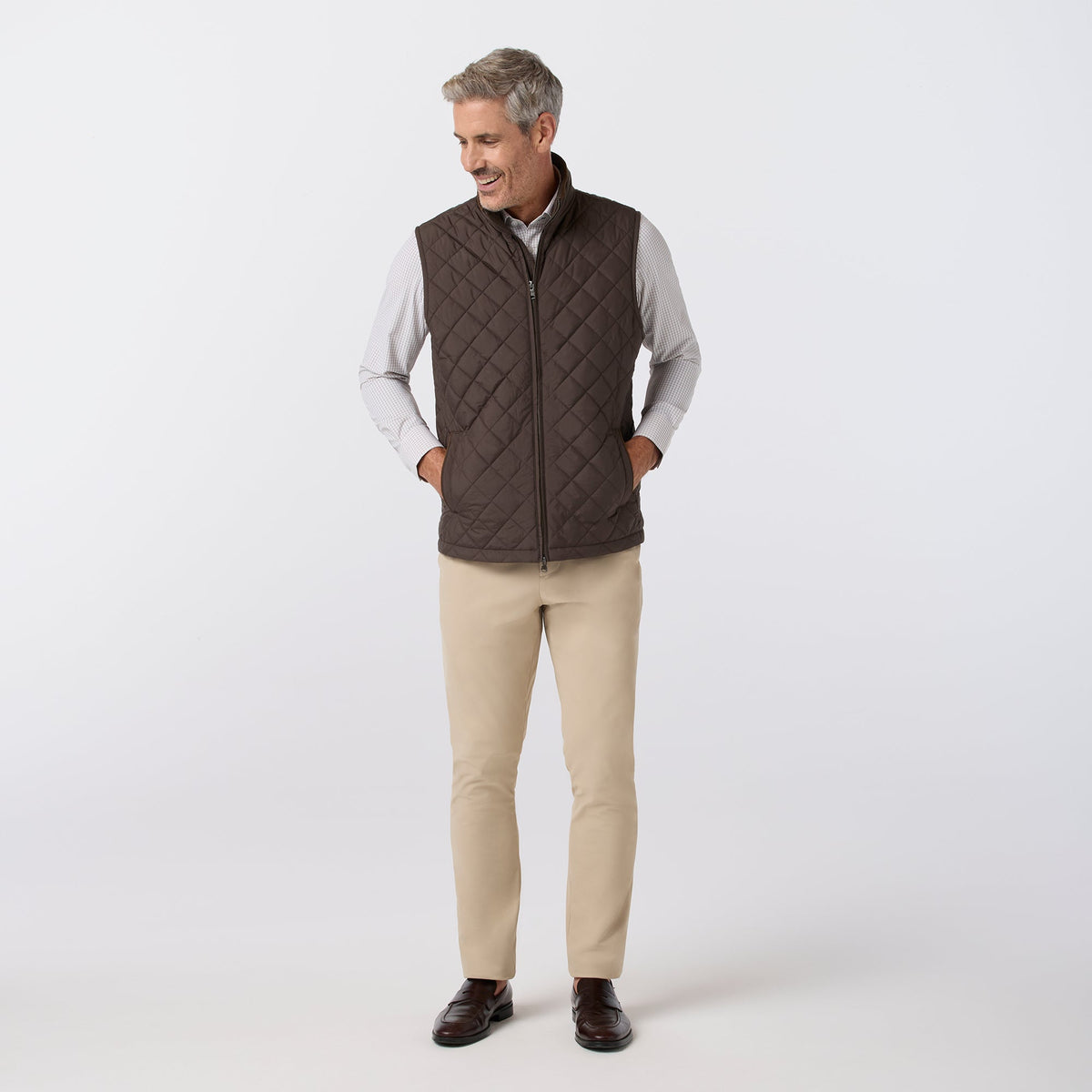 Mizzen+Main Brentwood Quilted Vest in Espresso Brown