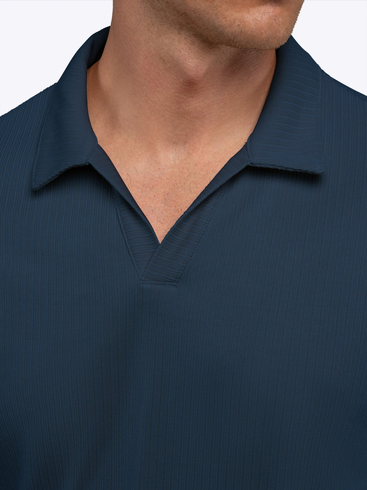 Cuts | SoHo Ribbed Long Sleeve Polo | Pacific Blue
