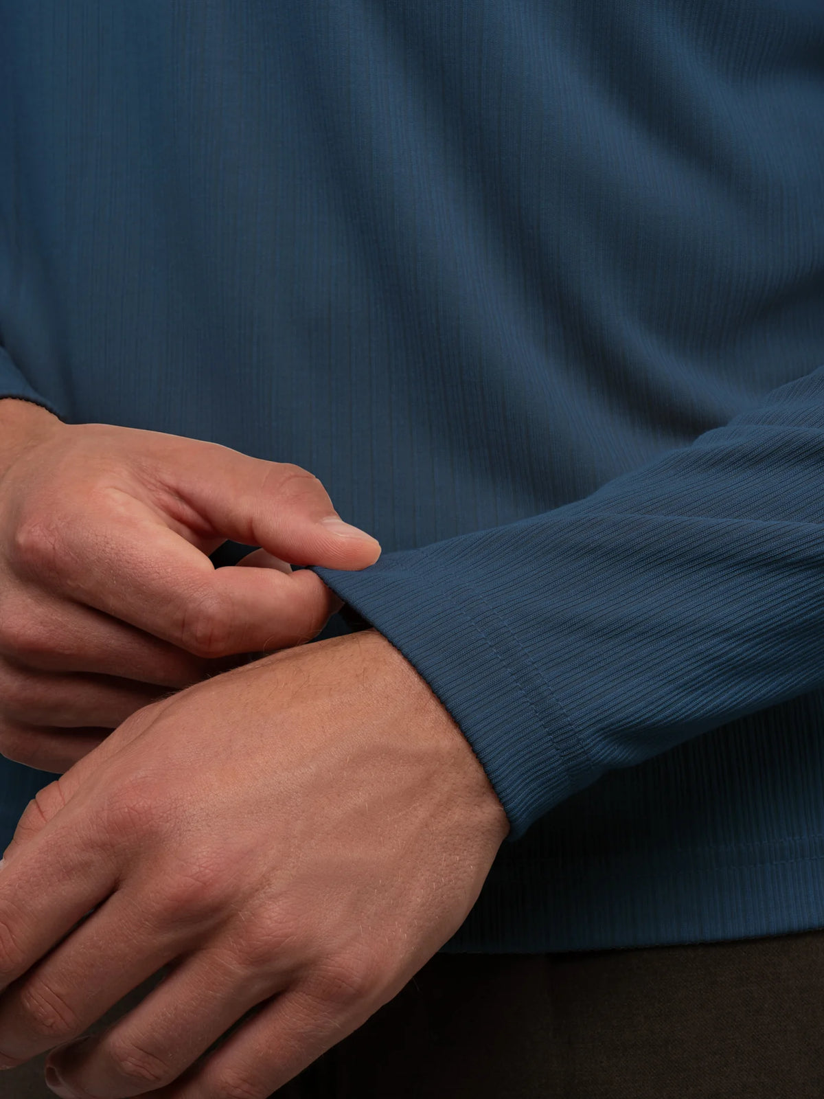 Cuts | SoHo Ribbed Long Sleeve Polo | Pacific Blue