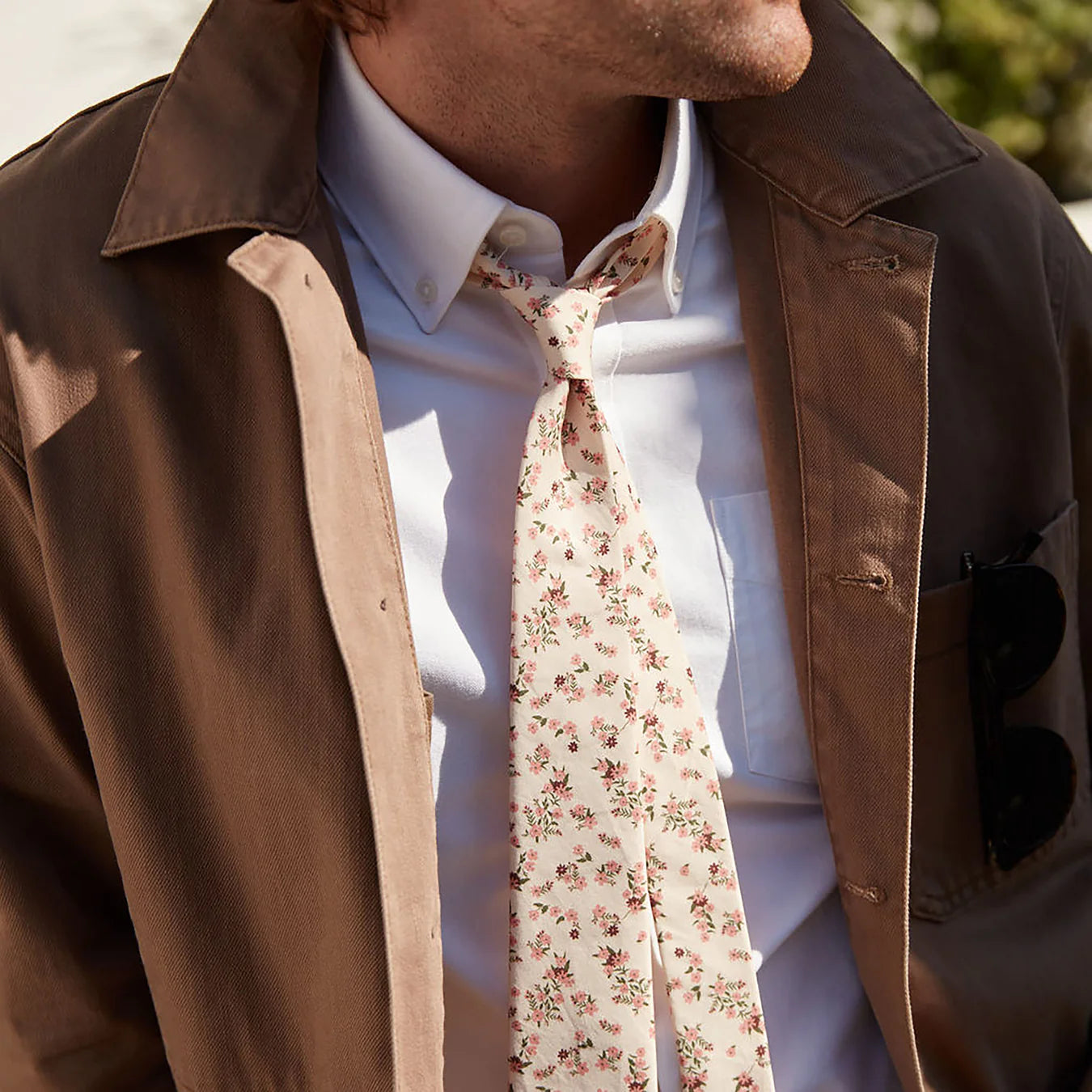 Tie Bar | Floral Toss Champagne Tie | Yellow