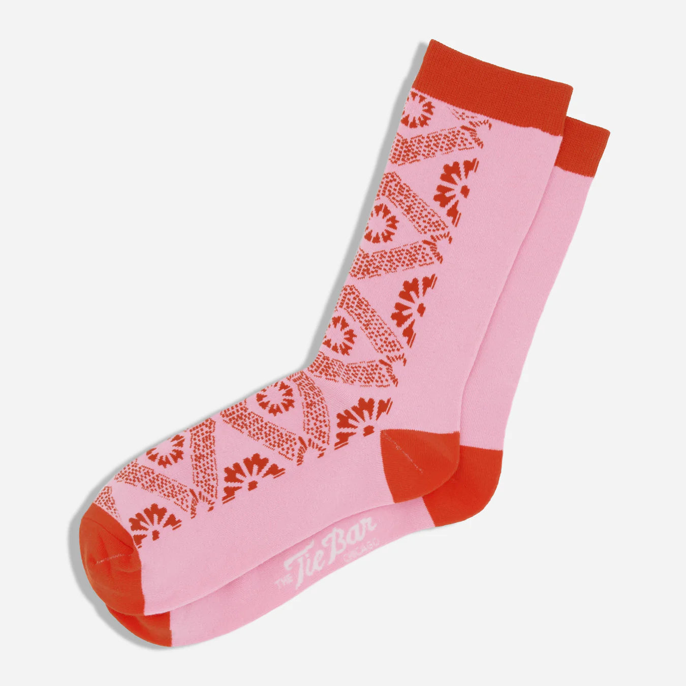 Tie Bar | Sundari Geo Floral Dress Socks | Pink