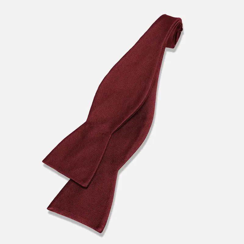 Tie Bar | Grosgrain Solid Burgundy Bow Tie | Red