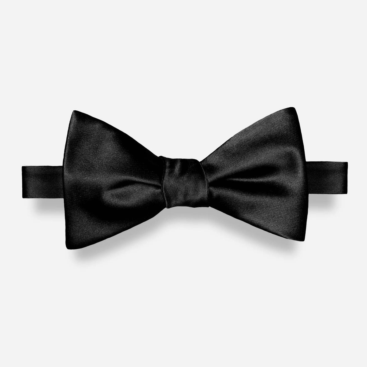 Tie Bar | Solid Satin Black Bow Tie | Black
