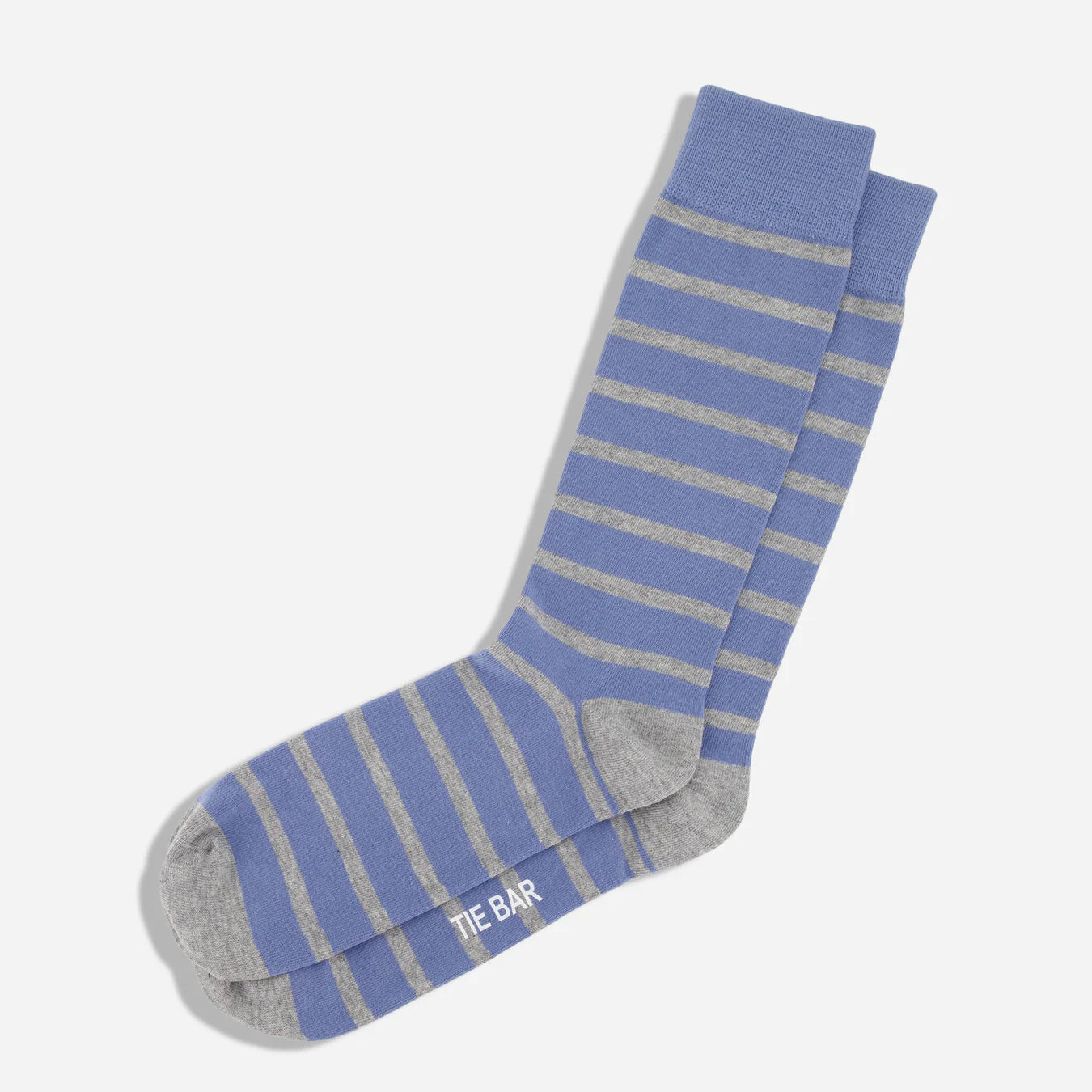 Tie Bar | Trad Stripe Slate Dress Socks | Blue