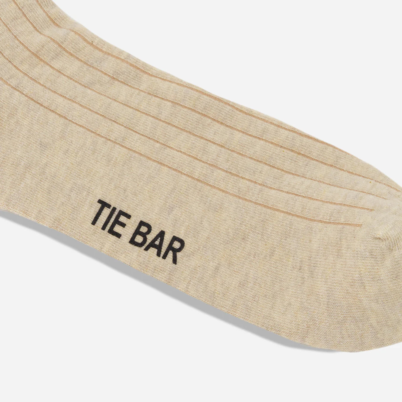 Tie Bar | Wide Ribbed Heather Oat Dress Socks | Beige