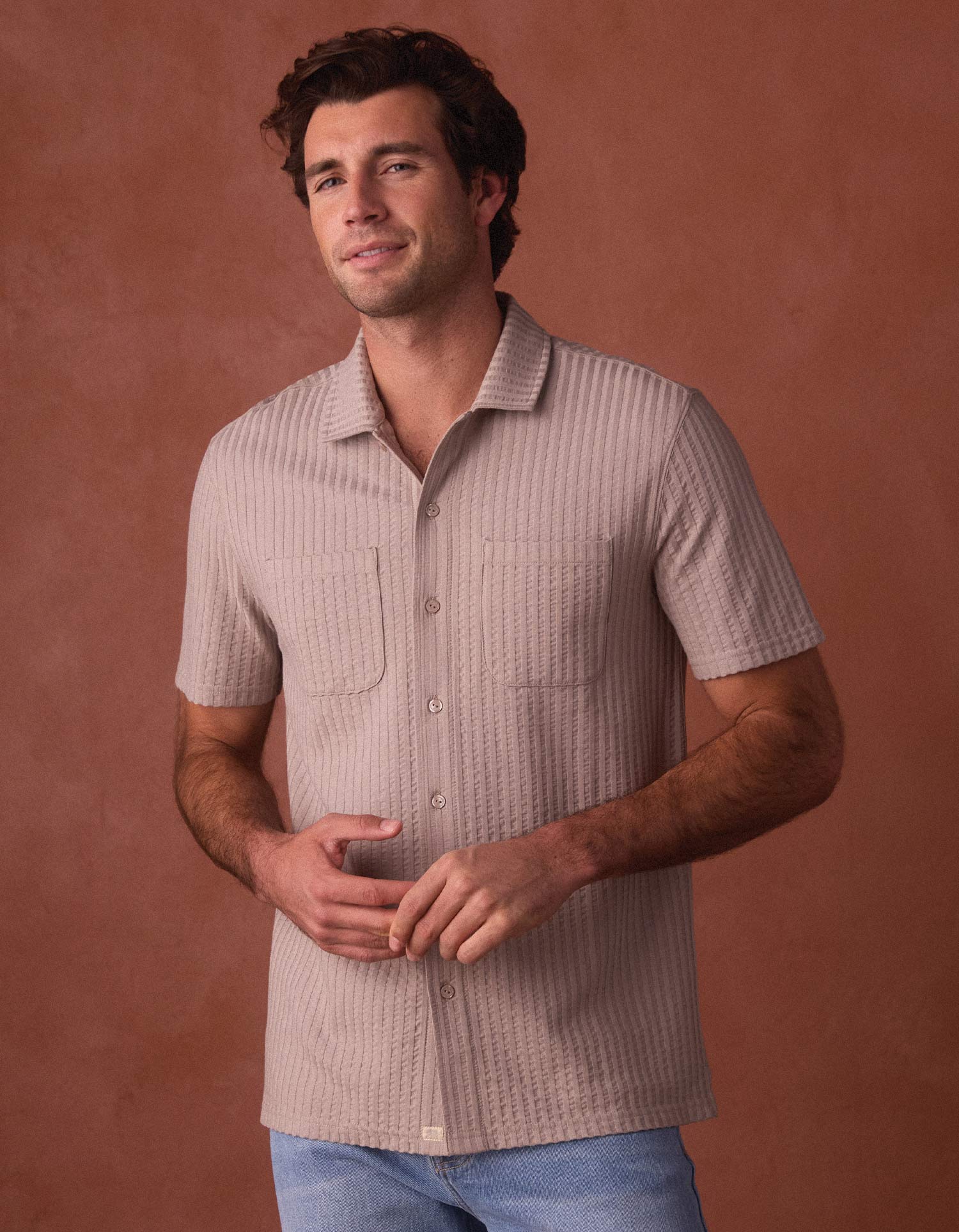 The Normal Brand | Knit Getaway Button Up | Brown