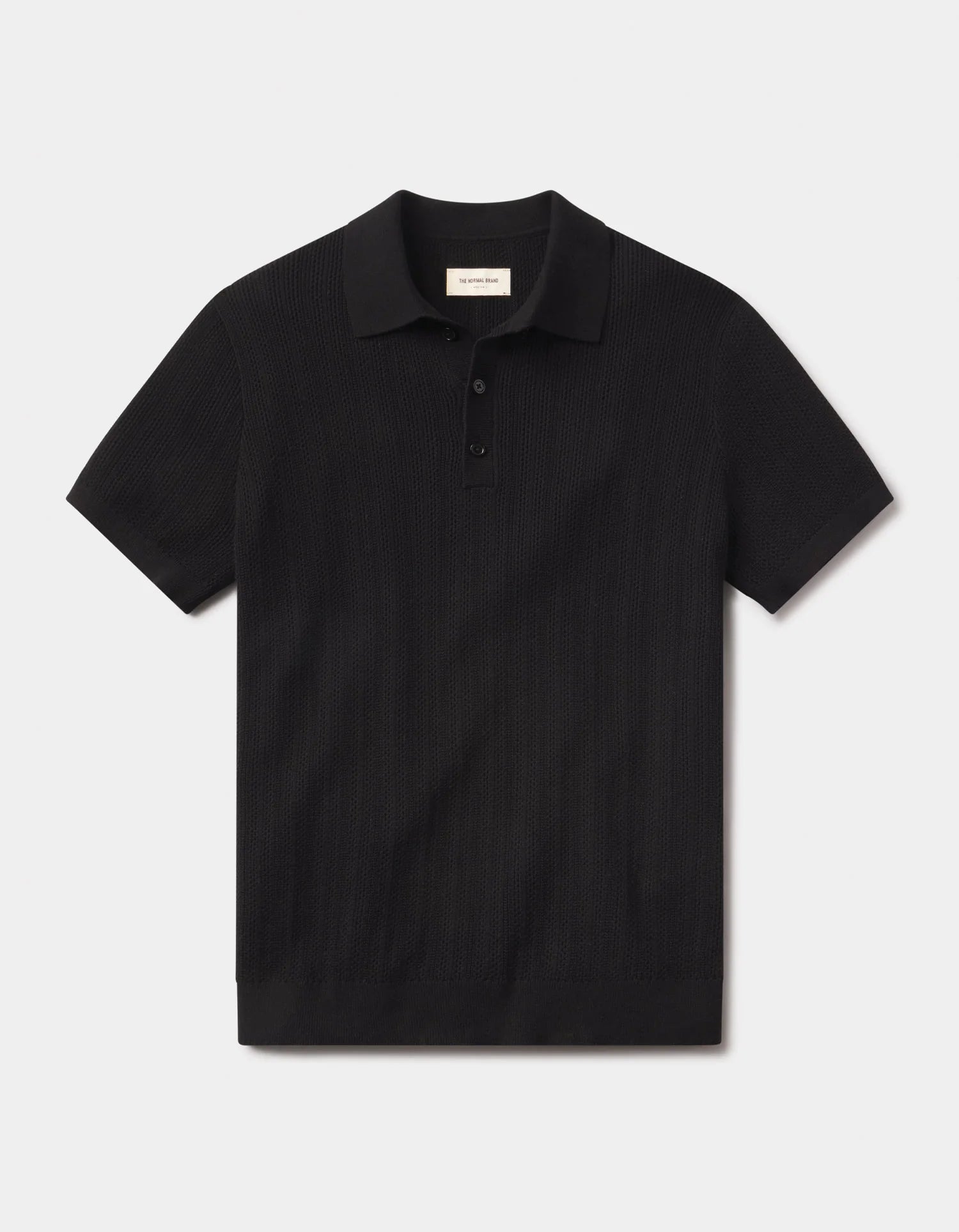 The Normal Brand | Robles Textured Knit Polo | Black