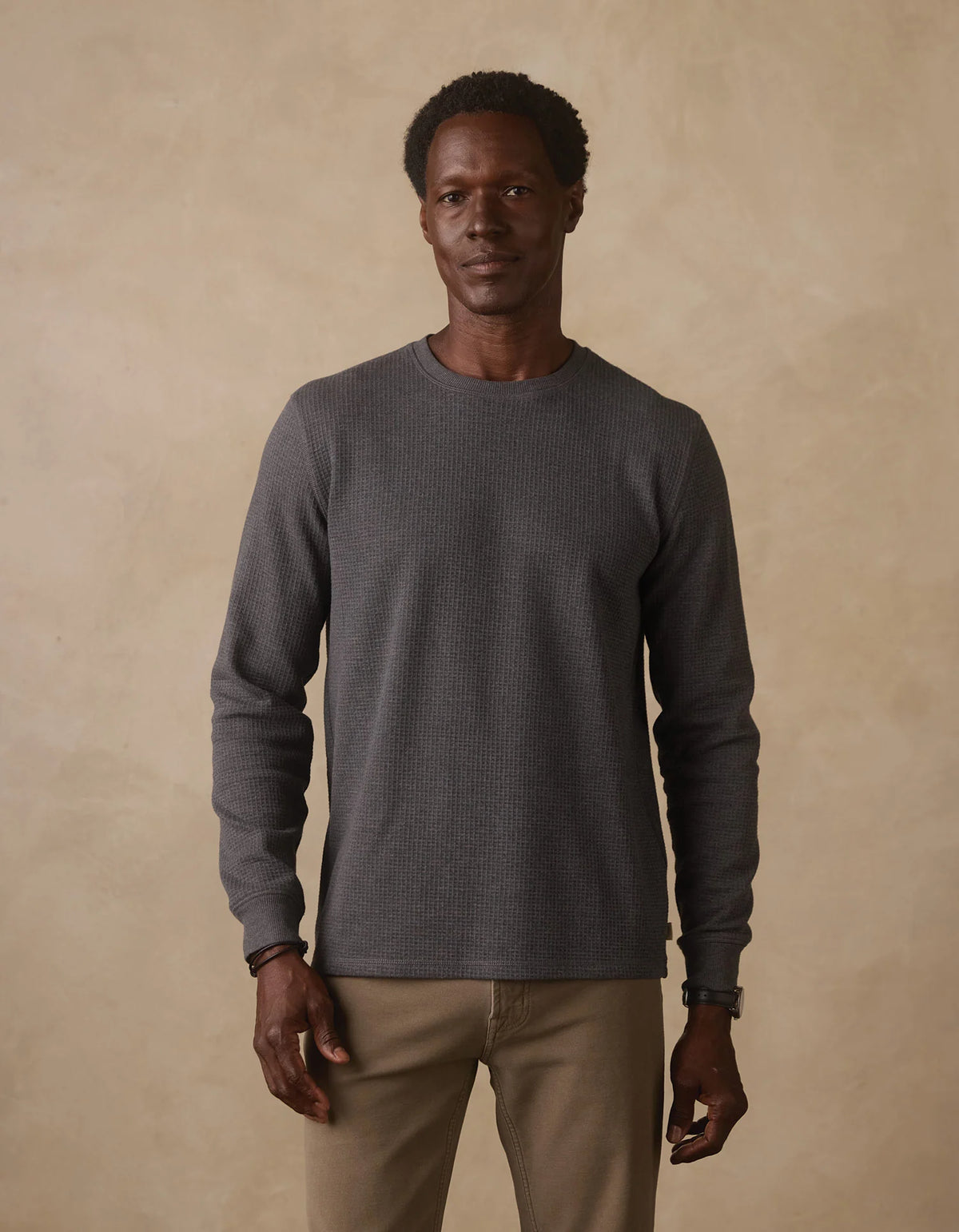 The Normal Brand Vintage Thermal Crew in Steel Gray