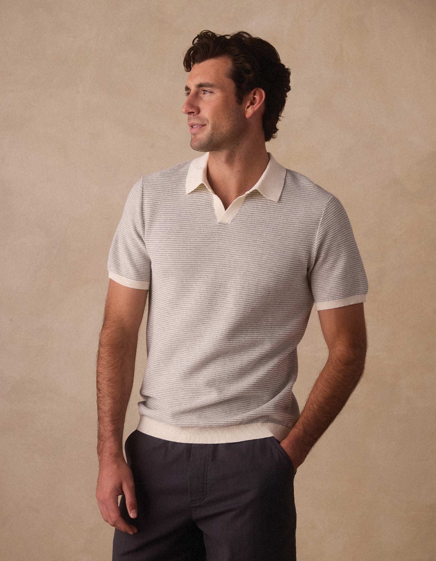 The Normal Brand | Robles Birdseye Knit Polo | Gray