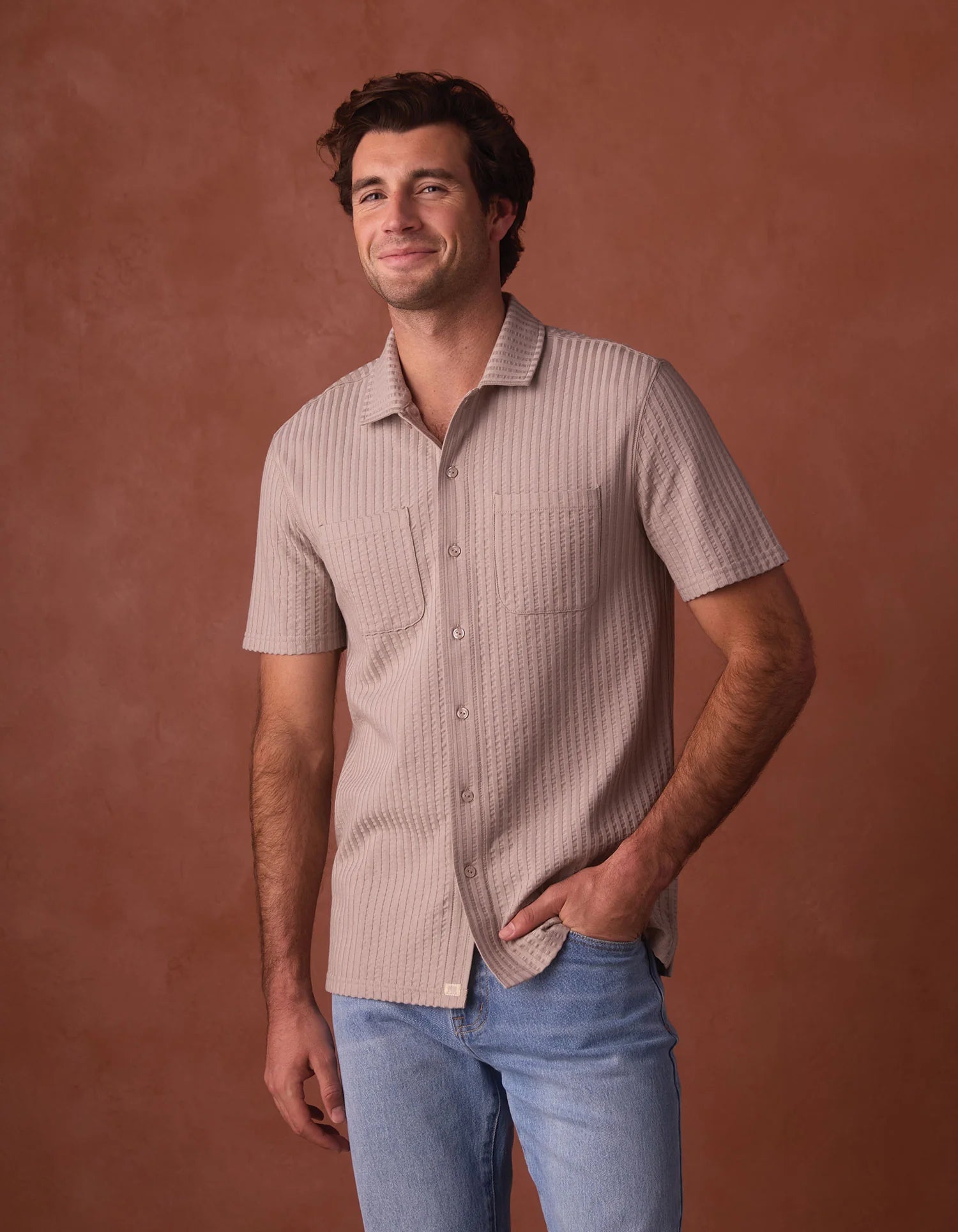 The Normal Brand | Knit Getaway Button Up | Brown