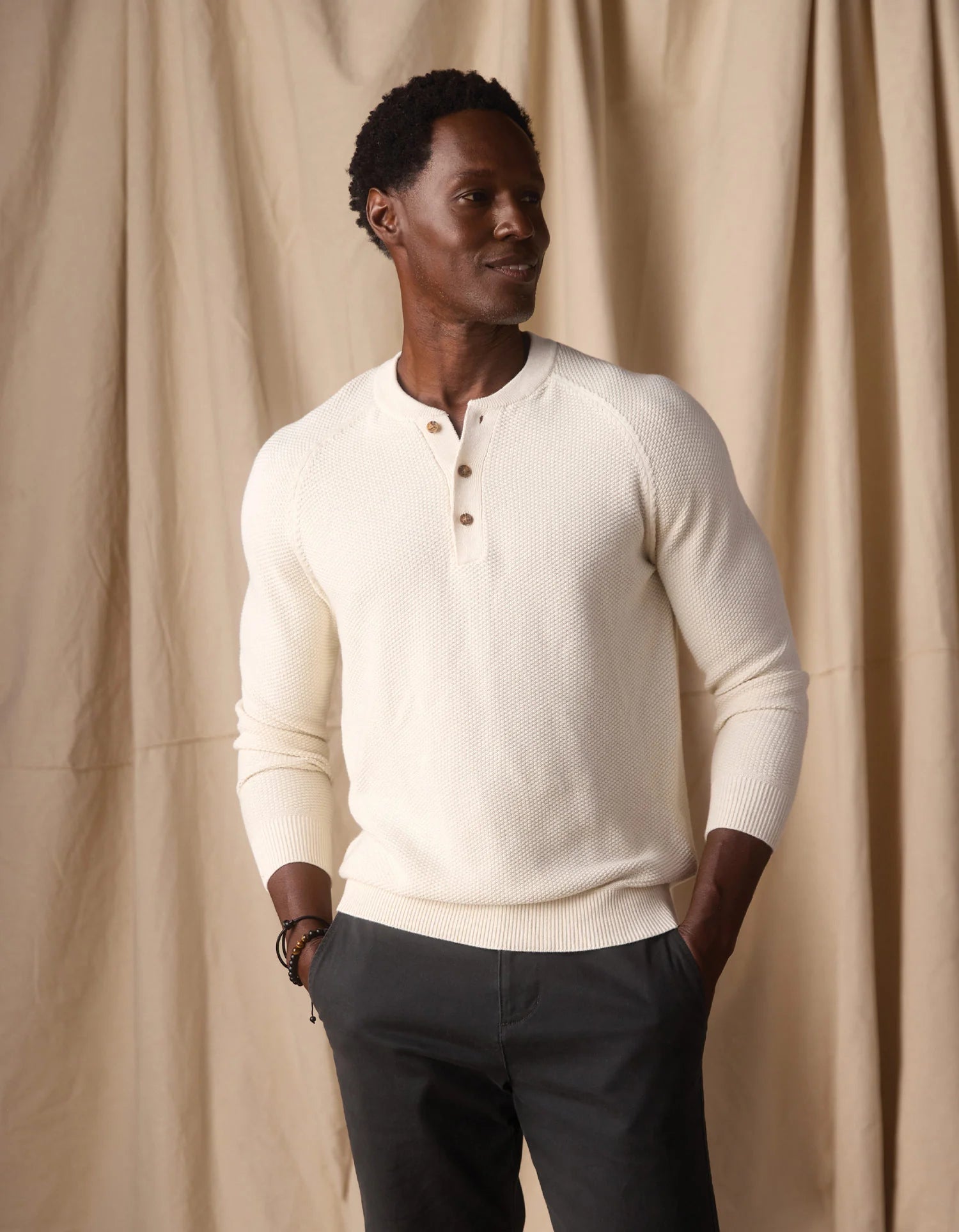COOLMAX® Textured Sweater Henley
